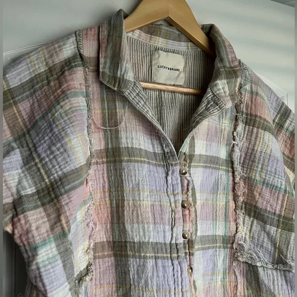 Lucky Brand Women's Plaid Printed Camp Shirt - Picture 2 of 5